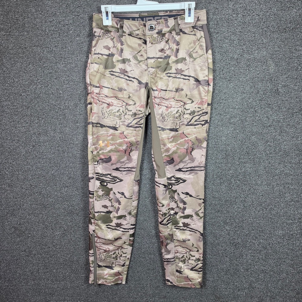 Under Armour Hunting Pants Camo Womens 4 Storm 2 Water Resistant Fleece Outdoors